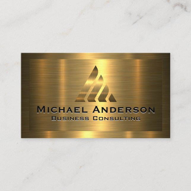 Gold Frame | Modern Gold Metallic Business Card (Front)