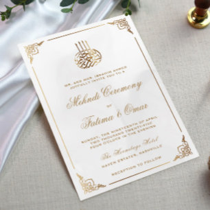 Gold Frame Ornate Islamic Muslim Mehndi Ceremony Invitation