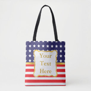 Gold Frame Over Patriotic Background Tote Bag
