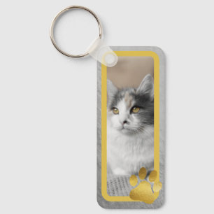 Gold Frame + Paws Pet Photos Key Chain
