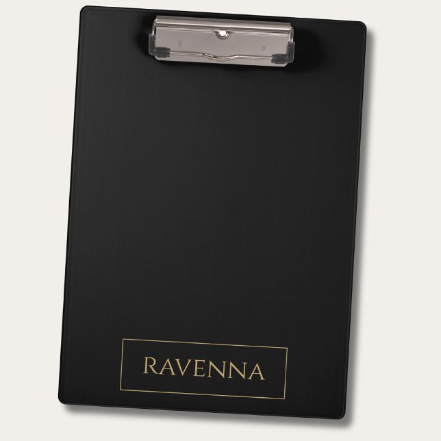 Gold Frame Personalised Name Deep Black Luxury Clipboard (Creator Uploaded)