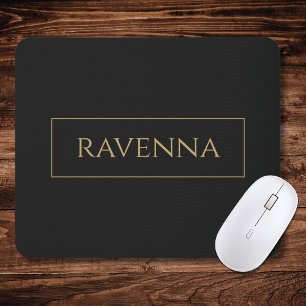 Gold Frame Personalised Name Deep Black Luxury Mouse Pad