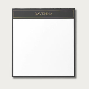 Gold Frame Personalised Name Deep Black Luxury Notepad