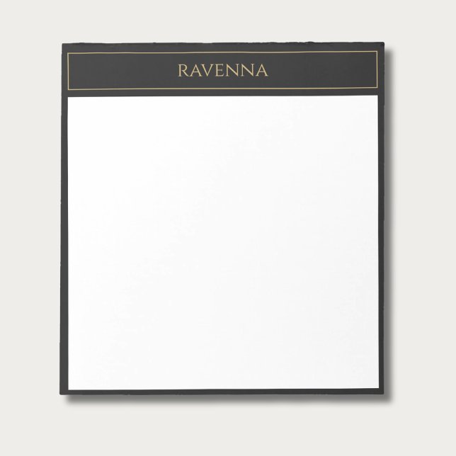 Gold Frame Personalised Name Deep Black Luxury Notepad (Creator Uploaded)