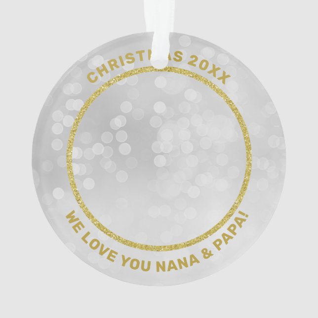 Gold Frame Photo We Love You Grandparent Ornament (Back)