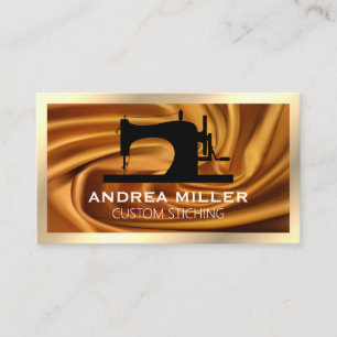 Gold Frame Sewing Machine Silk Fabric Business Card