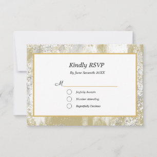 Gold Frame Silver and Gold Splatters Wedding  RSVP Card