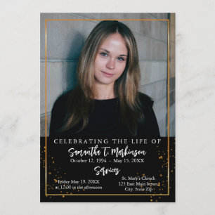 Gold Frame Simple Modern Speckled Funeral Program