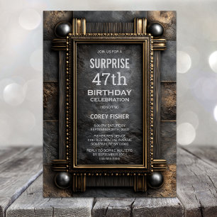 Gold Frame Slate Any Age Surprise Birthday Party Invitation