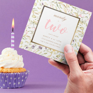 Gold Frame Spring Boho Wildflower Pampas Birthday Invitation