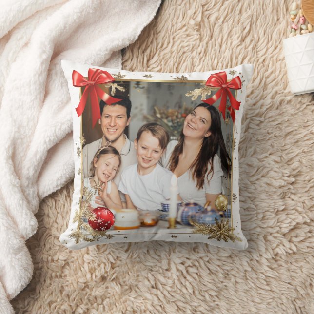 Gold  Frame with custom Photo Family new year 2026 Cushion (Blanket)