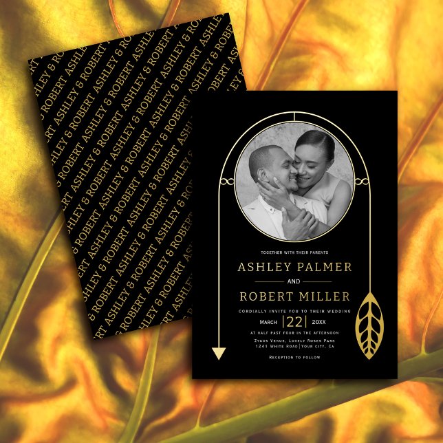 Gold frame with leaf and photo black wedding (Creator Uploaded)