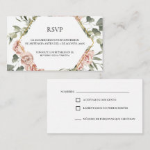 Gold frame with roses quinceañera RSVP Card 