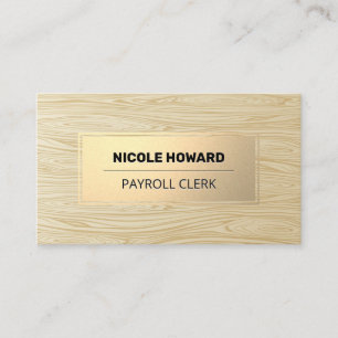Gold Frame   Wood Grain Background Business Card