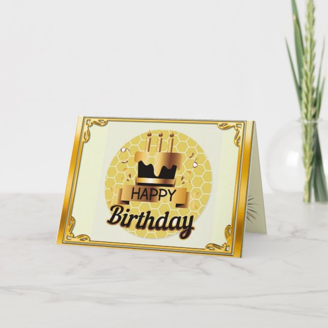 Gold Framed Birthday Invitation (Front)