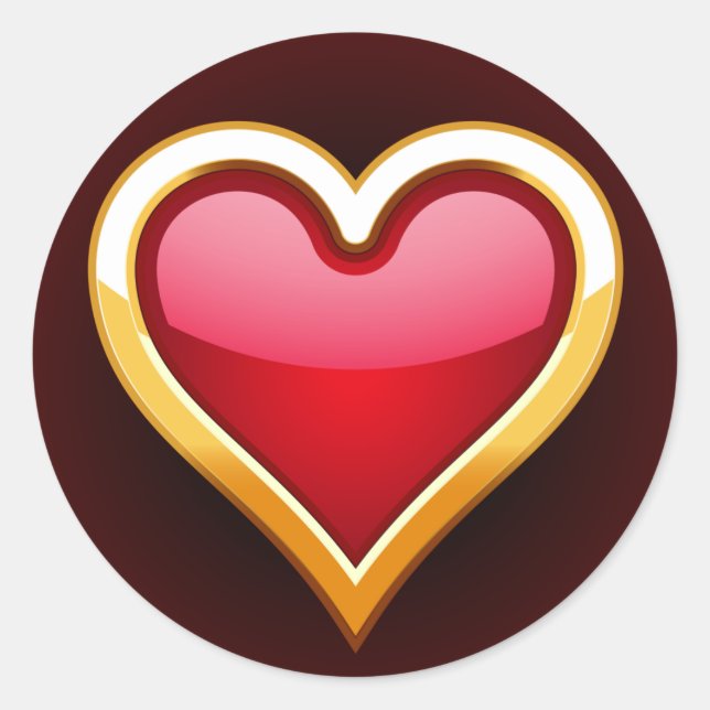 GOLD FRAMED HEART CLASSIC ROUND STICKER (Front)