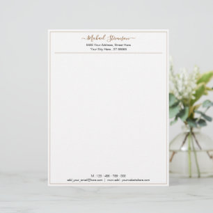 Gold Framed Name Text Info Personalised Letterhead