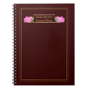 Gold Framed Ornate Pink Floral Notebook