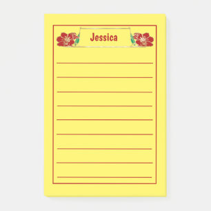 Gold Framed Ornate Red Floral Graphic Post-it Notes