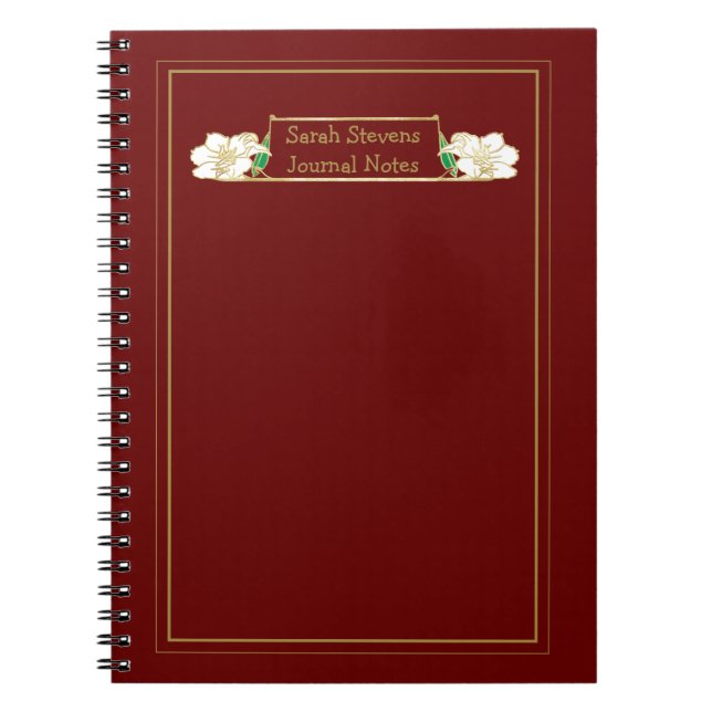 Gold Framed Ornate White Floral Notebook (Front)