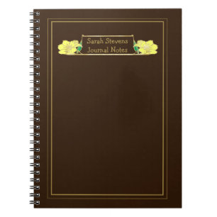 Gold Framed Ornate Yellow Floral Notebook