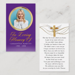 Gold Framed Photo Funeral Prayer Card
