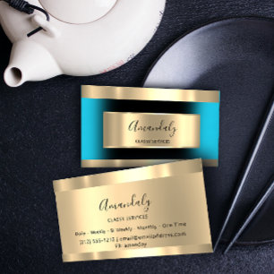 Gold Framed Professional Black Ocean Blue Modern Business Card