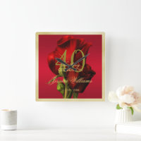 Gold Framed Romantic Red Rose Birthday