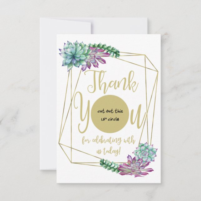 Gold Framed Succulent EOS Lip Balm Favour Card (Front)