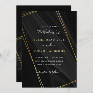 Gold Frames Luxury Golden Black Wedding Invitation