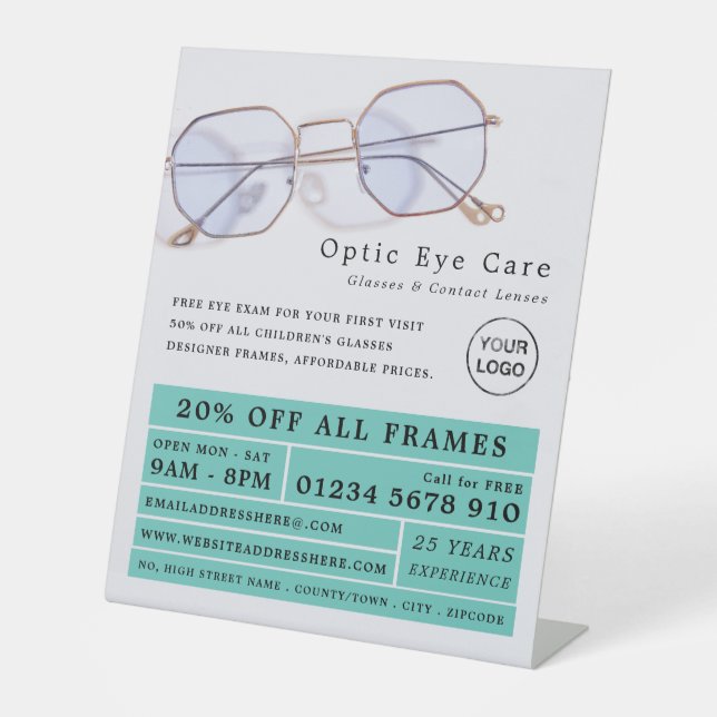 Gold Frames, Optician, Technical Practitioner Pedestal Sign (Front)