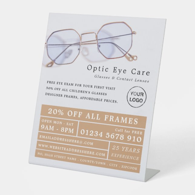 Gold Frames, Optician, Technical Practitioner Pedestal Sign (Front)