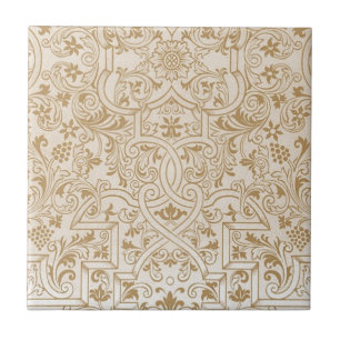 Gold Franco-Oriental Filigree Pattern Fancy Design Tile