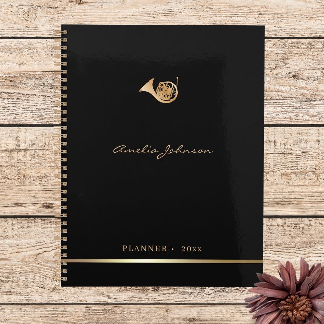 Gold French Horn Elegant Music 2026 Yearly Planner (Creator Uploaded)