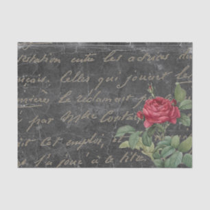 Gold French Script Chalkboard Rose Vintage Tissue Paper