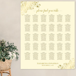 Gold Frills 30 Table Wedding Seating Chart Cream
