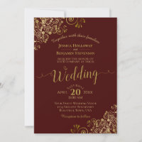 Gold Frills Elegant Auburn Brown Wedding