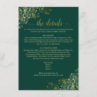 Gold Frills Elegant Emerald Green Wedding Details