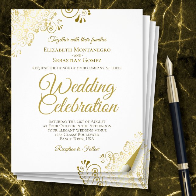 Gold Frills Elegant PAPER Wedding Invite Flyer (Creator Uploaded)