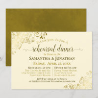 Gold Frills Ivory Cream Wedding Rehearsal & Dinner