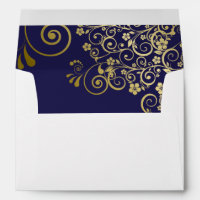 Gold Frills & Navy Blue Inside Elegant Wedding