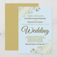 Gold Frills Simple Chic Powder Blue Wedding