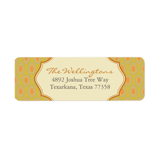 Gold Frilly Crest Return Address Label (Front)
