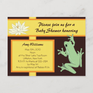 Gold Frog and Lotus Baby Shower Invitation Postcard