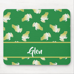Gold frogs on green mouse pad