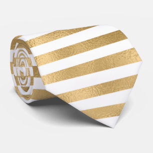 Gold Frozen Background White Stripes  Neck Tie
