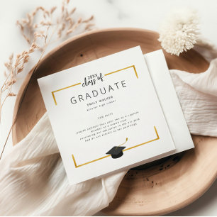 Gold Fun Facts Graduation Party Napkins