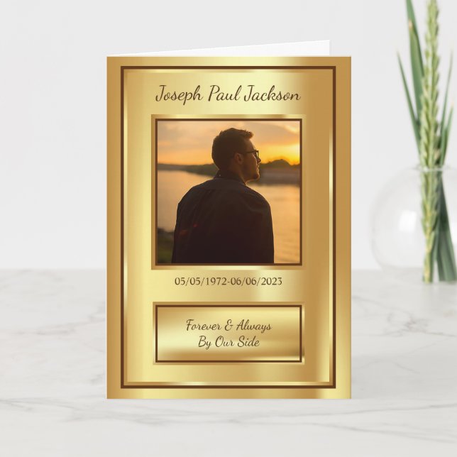 Gold Funeral Obituary Folded Program (Front)