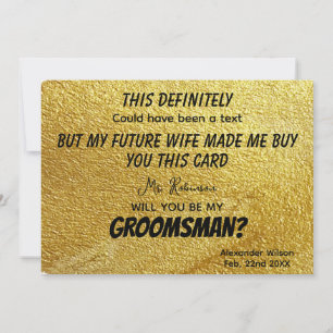 Gold Funny Modern Personalised Groomsmen  Invitation
