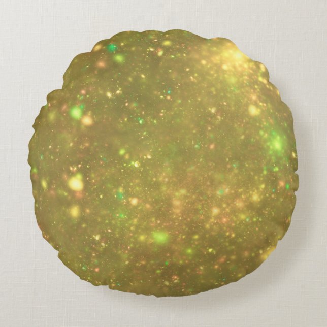 Gold Galactic Glitter Print Round Cushion (Front)
